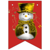 Cute Gold Snowmen Kerstmis Vlaggetjes (Eerste vlag)