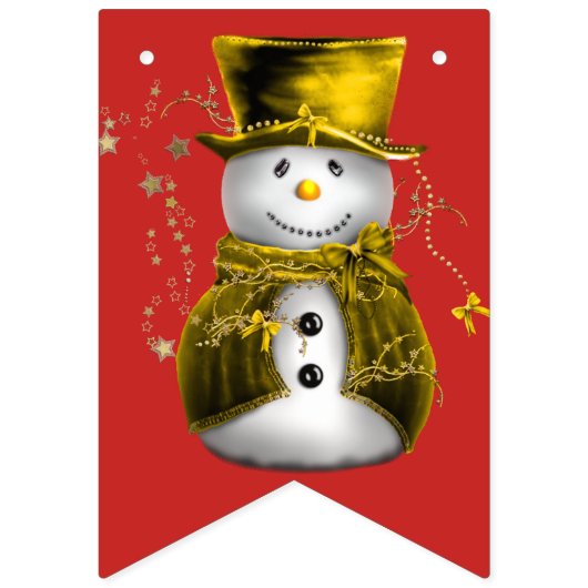 Cute Gold Snowmen Kerstmis Vlaggetjes (Eerste vlag)
