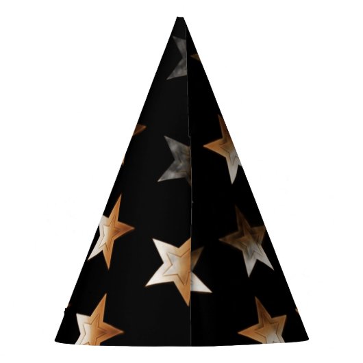 Cute Gold Star Black Wizard Feesthoedjes (Achterkant)