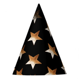 Cute Gold Star Black Wizard Feesthoedjes