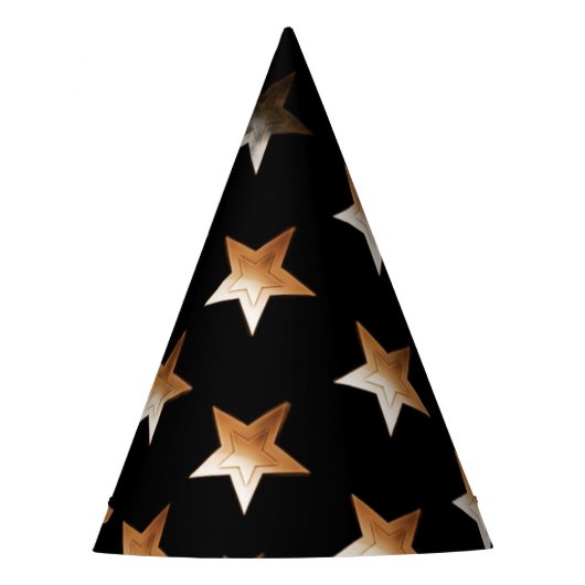 Cute Gold Star Black Wizard Feesthoedjes (Voorkant)