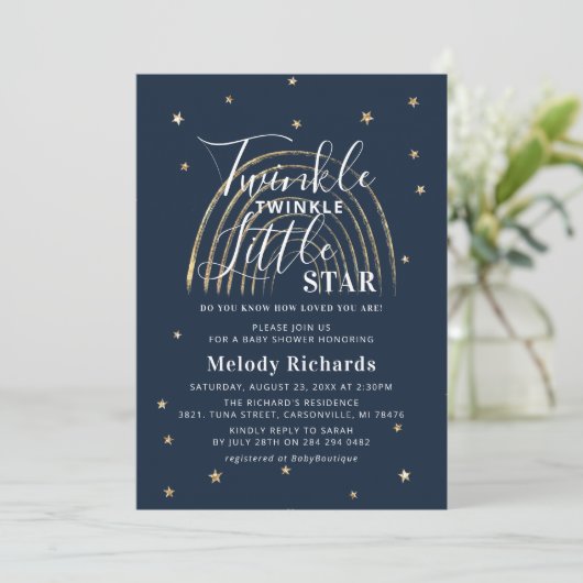 Cute Gold Star en Rainbow-Baby shower Kaart (Staand voorkant)