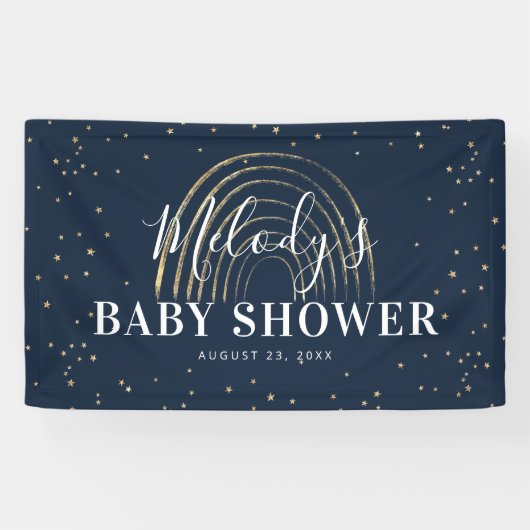 Cute Gold Star en Rainbow-Baby shower Spandoek (Horizontaal)