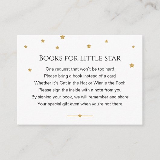 Cute Gold Stars Books for Baby request Informatiekaartje (Voorkant)