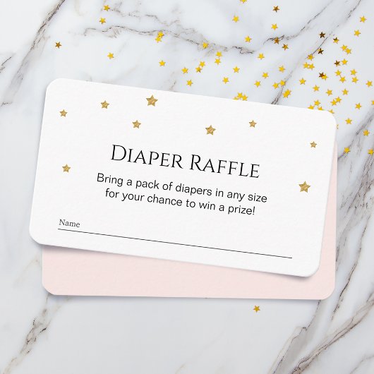 Cute Gold Stars Diaper Raffle Informatiekaartje