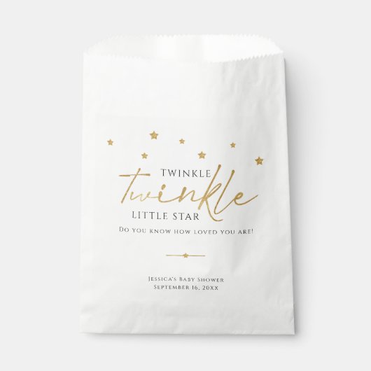 Cute Gold Stars Twinkle Twinkle Baby shower Favor Bedankzakje (Voorkant)