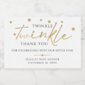 Cute Gold Stars Twinkle Twinkle Baby shower Favor Sparkling Wijnetiket (Enkel label)