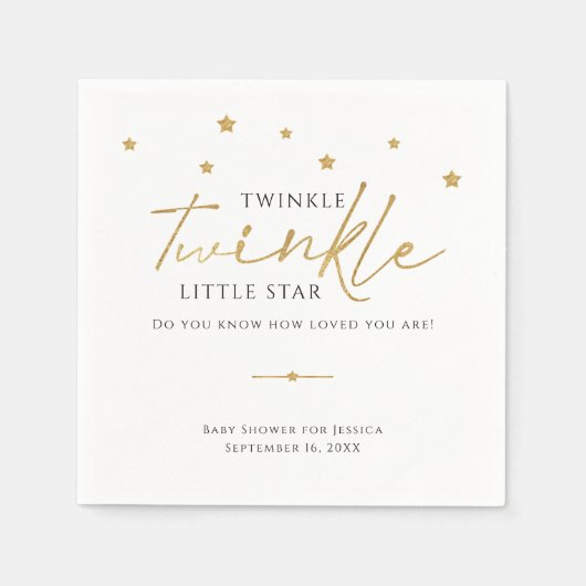 Cute Gold Stars Twinkle Twinkle Baby shower Servet (Voorkant)