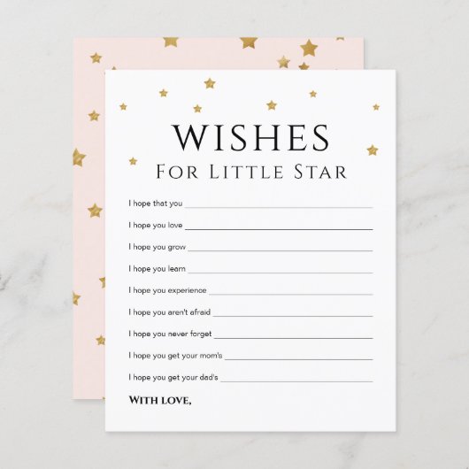 Cute Gold Stars Wish for Baby Advice Kaart (Voorkant / Achterkant)