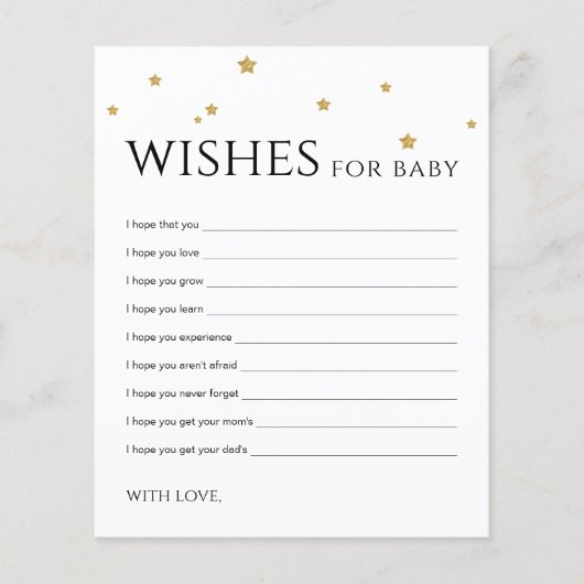 Cute Gold Stars Wishes for Baby Advice Kaart (Voorkant)