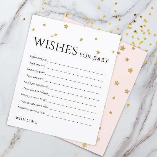 Cute Gold Stars Wishes for Baby Advice Kaart
