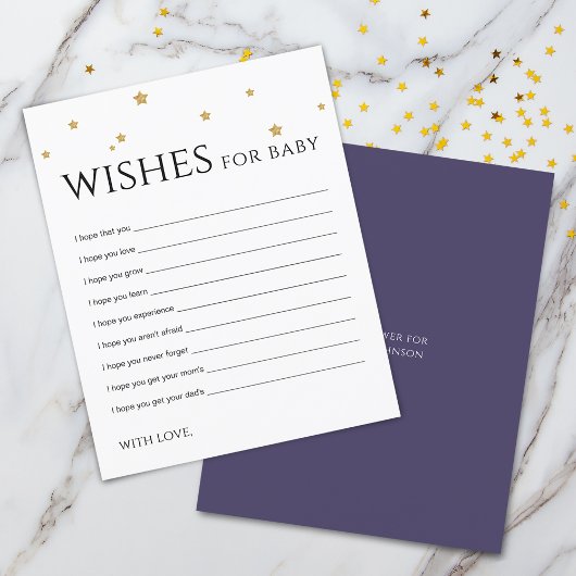 Cute Gold Stars Wishes for Baby Advice Kaart