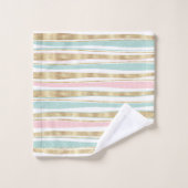 Cute Gold Stripes doodles roze design Bad Handdoek (Wasdoekje)