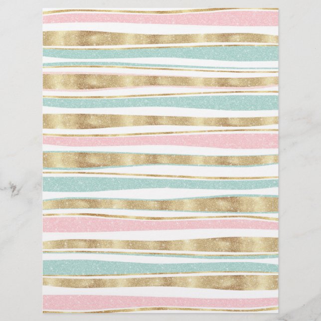 Cute Gold Stripes doodles roze design Briefhoofd (Voorkant)