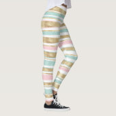 Cute Gold Stripes doodles roze design Leggings (Rechts)