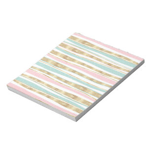 Cute Gold Stripes doodles roze design Notitieblok