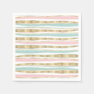 Cute Gold Stripes doodles roze design Servet