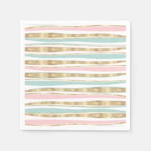 Cute Gold Stripes doodles roze design Servet (Voorkant)