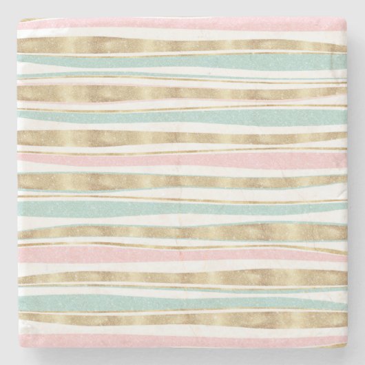 Cute Gold Stripes doodles roze design Stenen Onderzetter (Voorkant)