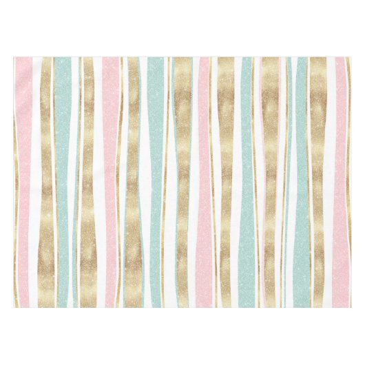 Cute Gold Stripes doodles roze design Tafelkleed (Voorkant (Horizontaal))