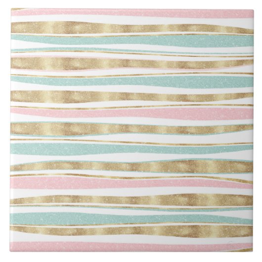 Cute Gold Stripes doodles roze design Tegeltje (Voorkant)