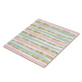 Cute Gold Stripes doodles roze design Tegeltje (Zijkant)