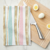 Cute Gold Stripes doodles roze design Theedoek (Quarter Fold)