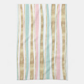 Cute Gold Stripes doodles roze design Theedoek (Verticaal)