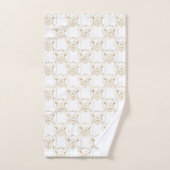 Cute Gold Strokes Llama Animal White Pattern Bad Handdoek (Handdoek)