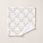 Cute Gold Strokes Llama Animal White Pattern Bad Handdoek (Wasdoekje)
