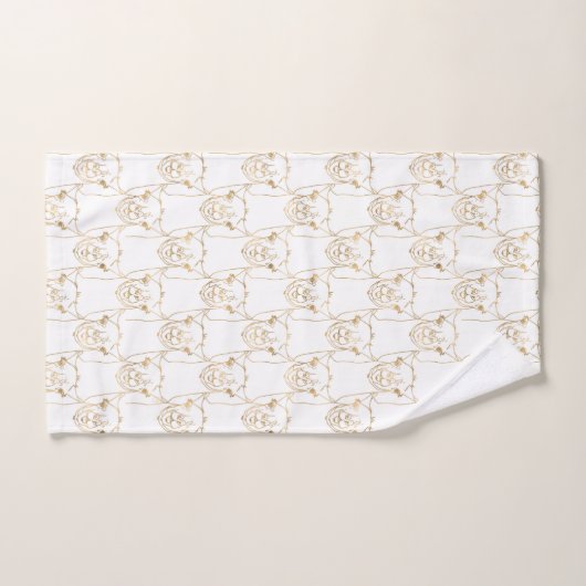 Cute Gold Strokes Llama Animal White Pattern Bad Handdoek (Handdoek)
