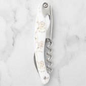 Cute Gold Strokes Llama Animal White Pattern Kurkentrekker (Achterkant)