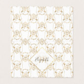 Cute Gold Strokes Llama Animal White Pattern Visitekaartje (Buitenkant ongevouwen)