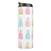 Cute Gold Tropical Pineapple Monogram Tumbler Thermosbeker (Geroteerd rechts)