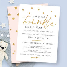 Cute Gold Twinkle Twinkle Little Star Baby shower