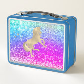 Cute gold unicorn Glitter colorful monogram (Achterkant)