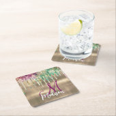 Cute gold unicorn Glitter Driemonogram Kartonnen Onderzetters (Insitu)