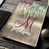 Cute gold unicorn Glitter Driemonogram Notitieboek