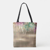 Cute gold unicorn Glitter Driemonogram Tote Bag (Achterkant)
