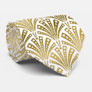 Cute Gold white art deco patroon stropdas