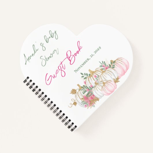 Cute Gold White en roze pomkin Guest Book Notitieboek (Voorkant)