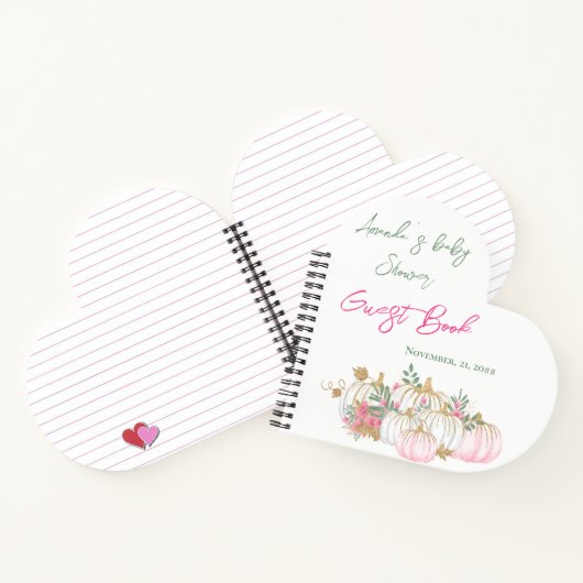 Cute Gold White en roze pomkin Guest Book Notitieboek (Binnen)