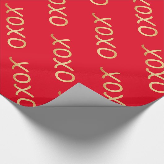 Cute Gold XOXO Pattern Valentijn Red Cadeaupapier (Hoek)