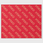 Cute Gold XOXO Pattern Valentijn Red Cadeaupapier (Vlak)
