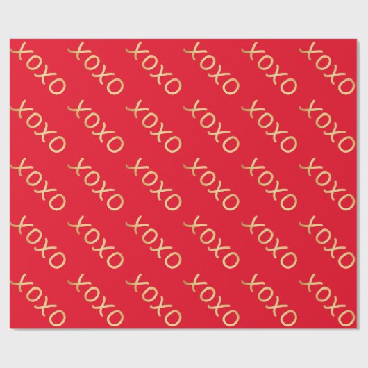 Cute Gold XOXO Pattern Valentijn Red Cadeaupapier (Vlak)