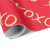 Cute Gold XOXO Pattern Valentijn Red Cadeaupapier (Rol Hoek)