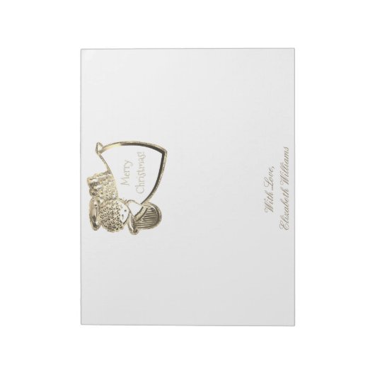 Cute Golden Angel Faux Gold en White Kerstmis Notitieblok (Linkerzijde)