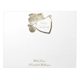 Cute Golden Angel Faux Gold en White Kerstmis Notitieblok