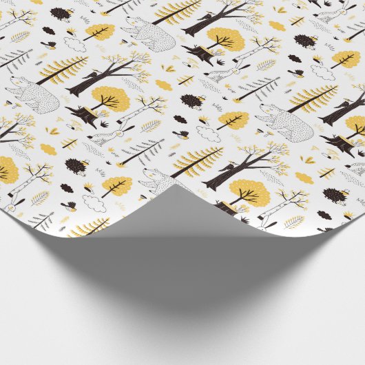 Cute Golden Bossen Scene Pattern Cadeaupapier (Hoek)