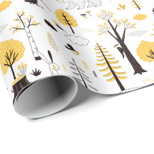 Cute Golden Bossen Scene Pattern Cadeaupapier (Rol Hoek)